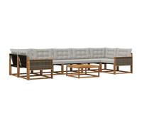 vidaXL Ensemble de canapés d'extérieur 8 pcs Naturel et Gris Clair, Canapé d'extérieur modulaire élégant, résistant aux intempéries, siège Lounge Patio, mobilier Confortable pour Le Jardin