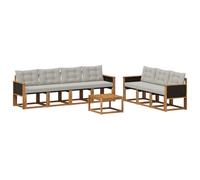 vidaXL Ensemble de canapés d'extérieur 8 pcs Naturel et Gris Clair, Canapé Moderne d'extérieur, Meuble de Jardin résistant, Ensemble de Patio, Coin Lounge pour Un Confort Relaxant