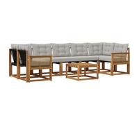 vidaXL Ensemble de canapés d'extérieur 8 pcs Naturel et Gris Clair, Ensemble de canapé Moderne pour extérieur, Fauteuil de Jardin résistant, Coussins en Acacia, Parfait pour se détendre