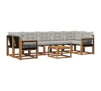 vidaXL Ensemble de canapés d'extérieur 8 pcs Naturel et Gris Clair, Ensemble de canapé Moderne pour extérieur, Fauteuil de Jardin résistant, Coussins en Acacia, Parfait pour se détendre