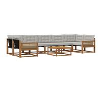 vidaXL Ensemble de canapés d'extérieur 8 pcs Naturel et Gris Clair, Ensemble de canapés Modernes pour l'extérieur, Meubles résistants aux intempéries, Confort pour Votre Patio
