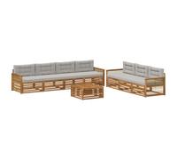 vidaXL Ensemble de canapés d'extérieur 8 pcs Naturel et Gris Clair, Salon de Jardin, Ensemble Moderne, canapé d'extérieur, mobilier résistant, Coin détente Confortable