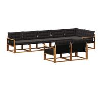 vidaXL Ensemble de canapés d'extérieur 8 pcs Naturel et Noir, Canapé d'extérieur Moderne et résistant, Ensemble Salon pour terrasse, espaces Patio