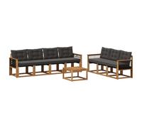 vidaXL Ensemble de canapés d'extérieur 8 pcs Naturel et Noir, Canapé Moderne d'extérieur, Meuble de Jardin résistant, Ensemble de Patio, Coin Lounge pour Un Confort Relaxant