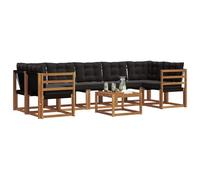 vidaXL Ensemble de canapés d'extérieur 8 pcs Naturel et Noir, Ensemble de canapé Moderne pour extérieur, Fauteuil de Jardin résistant, Coussins en Acacia, Parfait pour se détendre
