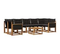 vidaXL Ensemble de canapés d'extérieur 8 pcs Naturel et Noir, Ensemble de canapé Moderne pour extérieur, Fauteuil de Jardin résistant, Coussins en Acacia, Parfait pour se détendre
