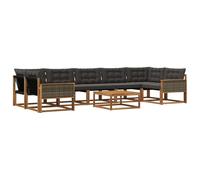 vidaXL Ensemble de canapés d'extérieur 8 pcs Naturel et Noir, Ensemble de canapés Modernes pour l'extérieur, Meubles résistants aux intempéries, Confort pour Votre Patio