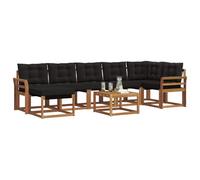 vidaXL Ensemble de canapés d'extérieur 8 pcs Naturel et Noir, Salon de Jardin, Ensemble Moderne, Meubles d'extérieur, canapé Confortable, résistant aux intempéries, accoudoirs Pratiques