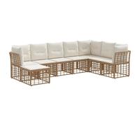 vidaXL Ensemble de canapés d'extérieur 8 pcs Naturel Polyester, Canapé d'angle Tout Temps, mobilier de Jardin, sièges Lounge extérieurs, Collection pour rassemblements