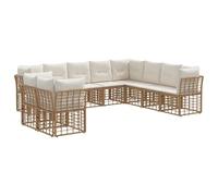 vidaXL Ensemble de canapés d'extérieur 8 pcs Naturel Polyester, Salon de Jardin Confortable, canapé Moderne pour patios, assises Pratiques pour se détendre et se retrouver