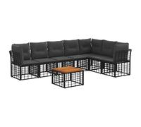 vidaXL Ensemble de canapés d'extérieur 8 pcs Noir et Gris foncé, Canapé de Jardin Moderne, Design modulable, Fauteuil en rotin, Pieds réglables, mobilier de Patio décontracté