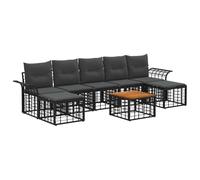 vidaXL Ensemble de canapés d'extérieur 8 pcs Noir et Gris foncé, Canapé d'extérieur Moderne, résistant au Temps, Design modulaire, avec Pads Ajustables et Coussins Confortables
