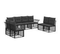 vidaXL Ensemble de canapés d'extérieur 8 pcs Noir et Gris foncé, Canapé d'extérieur modulable, résistant aux intempéries, avec Coussinets réglables, Parfait pour Le Jardin