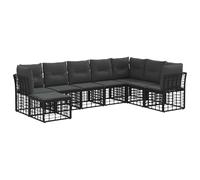 vidaXL Ensemble de canapés d'extérieur 8 pcs Noir Polyester, Canapé d'angle Tout Temps, mobilier de Jardin, sièges Lounge extérieurs, Collection pour rassemblements