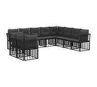 vidaXL Ensemble de canapés d'extérieur 8 pcs Noir Polyester, Salon de Jardin Confortable, canapé Moderne pour patios, assises Pratiques pour se détendre et se retrouver