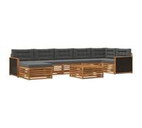 vidaXL Ensemble de canapés d'extérieur 8 pièces naturel et anthracite, canapé moderne résistant aux intempéries, jeu modulaire pour se détendre et profiter du patio