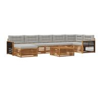 vidaXL Ensemble de canapés d'extérieur 8 pièces naturel et gris clair, résistant aux intempéries, jeu modulaire pour se détendre et profiter du patio