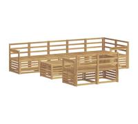 vidaXL Ensemble de canapés d'extérieur 9 pcs Blanc 59 x 59 x 37 cm, Canapé de Jardin, canapé modulaire, mobilier extérieur Moderne, Salon de terrasse, Couchage Acacia Marron