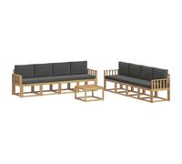 vidaXL Ensemble de canapés d'extérieur 9 pcs Blanc et Anthracite, Canapé de Jardin en Acacia, Salon Moderne, Meuble extérieur Tendance, Assise Confortable pour Vos soirées