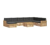 vidaXL Ensemble de canapés d'extérieur 9 pcs Blanc et Anthracite, Mobilier de Jardin, canapé Moderne, en Acacia, Coin modulable, Assise près de la Piscine, Salon d'extérieur