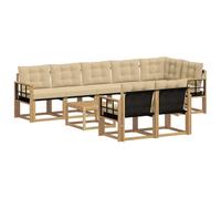 vidaXL Ensemble de canapés d'extérieur 9 pcs Blanc et Beige, Canapé de Jardin, Meuble sectionnel Moderne, sièges extérieurs, Set terrasse Confortable, résistant