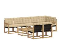 vidaXL Ensemble de canapés d'extérieur 9 pcs Blanc et Beige, Canapé de Jardin, Meuble sectionnel Moderne, sièges extérieurs, Set terrasse Confortable, résistant