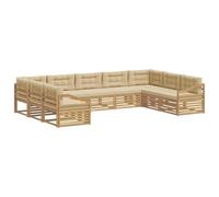 vidaXL Ensemble de canapés d'extérieur 9 pcs Blanc et Beige, Canapé d'extérieur Moderne, Ensemble sectionnel, Salon de Jardin, mobilier Confortable, terrasse