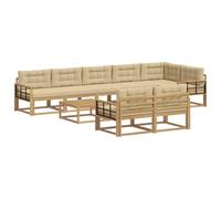 vidaXL Ensemble de canapés d'extérieur 9 pcs Blanc et Beige, Canapé d'extérieur Moderne, Salon Durable, Coin détente, mobilier résistant aux intempéries, Parfait pour Relaxer