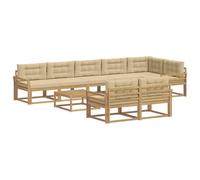 vidaXL Ensemble de canapés d'extérieur 9 pcs Blanc et Beige, Canapé d'extérieur Moderne, Salon Durable, Coin détente, mobilier résistant aux intempéries, Parfait pour Relaxer
