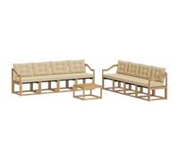 vidaXL Ensemble de canapés d'extérieur 9 pcs Blanc et Beige, Canapé Moderne d'extérieur, Ensemble sectionnel pour Un Jardin Confortable, mobilier Durable, sièges élégants
