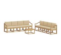 vidaXL Ensemble de canapés d'extérieur 9 pcs Blanc et Beige, Ensemble de canapés Modernes pour l'extérieur, mobilier de Jardin Acacia, Salon Confortable, résistant aux intempéries