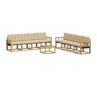 vidaXL Ensemble de canapés d'extérieur 9 pcs Blanc et Beige, Mobilier de Jardin, canapé d'extérieur Moderne, Salon Patio, Assise Durable pour Style et Confort sur terrasse