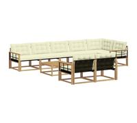 vidaXL Ensemble de canapés d'extérieur 9 pcs Blanc et crème, Canapé d'angle de Jardin, Salon Moderne extérieur, Ensemble de sièges résistant, Meubles de terrasse stylés et Confortables