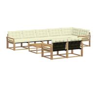 vidaXL Ensemble de canapés d'extérieur 9 pcs Blanc et crème, Canapé d'angle de Jardin, Salon Moderne extérieur, Ensemble de sièges résistant, Meubles de terrasse stylés et Confortables
