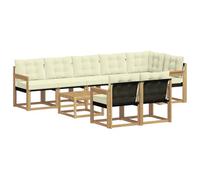 vidaXL Ensemble de canapés d'extérieur 9 pcs Blanc et crème, Canapé de Jardin, Meuble sectionnel Moderne, sièges extérieurs, Set terrasse Confortable, résistant