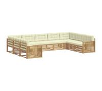 vidaXL Ensemble de canapés d'extérieur 9 pcs Blanc et crème, Canapé d'extérieur Moderne, Ensemble sectionnel, Salon de Jardin, mobilier Confortable, terrasse