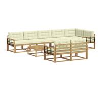 vidaXL Ensemble de canapés d'extérieur 9 pcs Blanc et crème, Canapé d'extérieur Moderne, Salon Durable, Coin détente, mobilier résistant aux intempéries, Parfait pour Relaxer