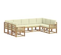 vidaXL Ensemble de canapés d'extérieur 9 pcs Blanc et crème, Ensemble canapé Moderne de Jardin, résistant aux intempéries, Meuble en Acacia, Salon extérieur stylé