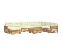 vidaXL Ensemble de canapés d'extérieur 9 pcs Blanc et crème, Mobilier de Jardin, canapé Moderne, en Acacia, Coin modulable, Assise près de la Piscine, Salon d'extérieur