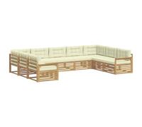 vidaXL Ensemble de canapés d'extérieur 9 pcs Blanc et crème, Mobilier de Jardin, canapé Moderne, Ensemble sectionnel Durable, Coin Lounge Patio, Confort extérieur