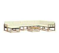 vidaXL Ensemble de canapés d'extérieur 9 pcs Blanc et crème, Mobilier de Jardin Moderne, canapé extérieur résistant, Espace détente, sièges pour terrasse