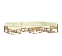 vidaXL Ensemble de canapés d'extérieur 9 pcs Blanc et crème, Set de canapés en Acacia pour extérieur, Salon Moderne, mobilier stylé, Coin détente Durable, déco Estivale
