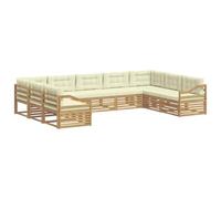 vidaXL Ensemble de canapés d'extérieur 9 pcs Blanc et crème, Sofa d'extérieur Robuste, sectionnel Moderne pour Le Confort sur la terrasse, Ensemble Lounge pour Patio