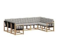 vidaXL Ensemble de canapés d'extérieur 9 pcs Blanc et Gris Clair, Canapé de Jardin, Ensemble Moderne, résistant aux intempéries, Confort sur terrasse, Groupe de sièges Polyvalent