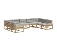 vidaXL Ensemble de canapés d'extérieur 9 pcs Blanc et Gris Clair, Canapé d'extérieur Moderne, mobilier de Patio Durable et Polyvalent, sectionnels pour se Relaxer dans Le Jardin