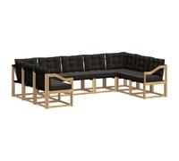 vidaXL Ensemble de canapés d'extérieur 9 pcs Blanc et Noir, Canapé de Jardin, Ensemble Moderne, résistant aux intempéries, Confort sur terrasse, Groupe de sièges Polyvalent