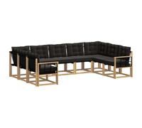 vidaXL Ensemble de canapés d'extérieur 9 pcs Blanc et Noir, Canapé de Jardin, Ensemble Moderne, résistant aux intempéries, Confort sur terrasse, Groupe de sièges Polyvalent