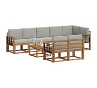 vidaXL Ensemble de canapés d'extérieur 9 pcs Modulaire Gris naturel et clair