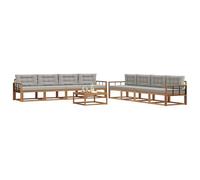 vidaXL Ensemble de canapés d'extérieur 9 pcs Gris Naturel et Clair, Ensemble de Canapé d'Extérieur, Assise Moderne Résistante aux Intempéries pour Jardin, Patio, Arrière-cour, Mobilier en Bois d'Acaci