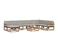 vidaXL Ensemble de canapés d'extérieur 9 pcs Gris Naturel et Clair, Mobilier de Jardin Moderne, canapé extérieur résistant, Espace détente, sièges pour terrasse